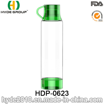 Botella de agua plástica de Tritan libre portátil verde de BPA 500ml (HDP-0623)
